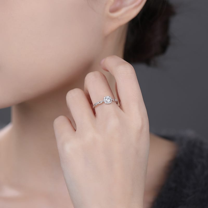 Po 999 Silver Square Zircon Ring Simple Geometric Fashion Commuter Jewelry Temperament Fresh Cross-border Hair