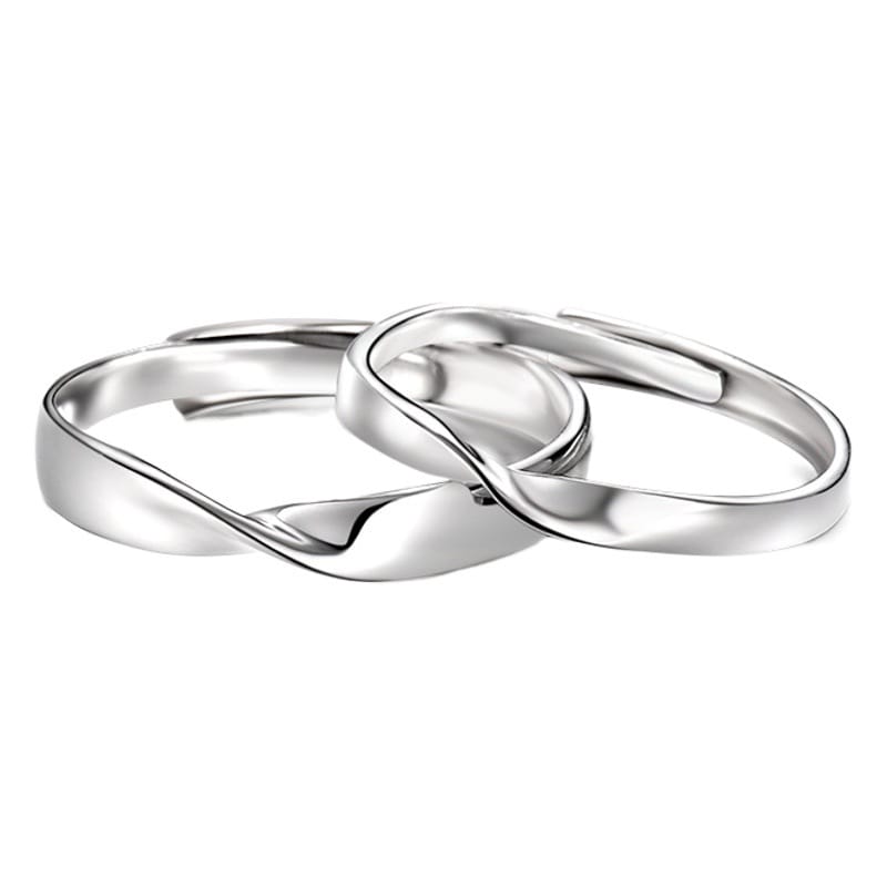 S999 Sterling Silver Mobius Ring Light Luxury Niche Open Finger Ring Simple Couple's Ring for Men and Women