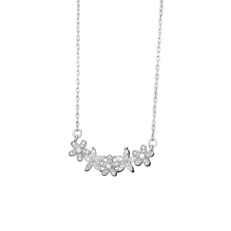 Po S999 Silver Flower Necklace Light Luxury Artistic Elegant All-match High-end Autumn and Winter New Sweater Chain for Hair