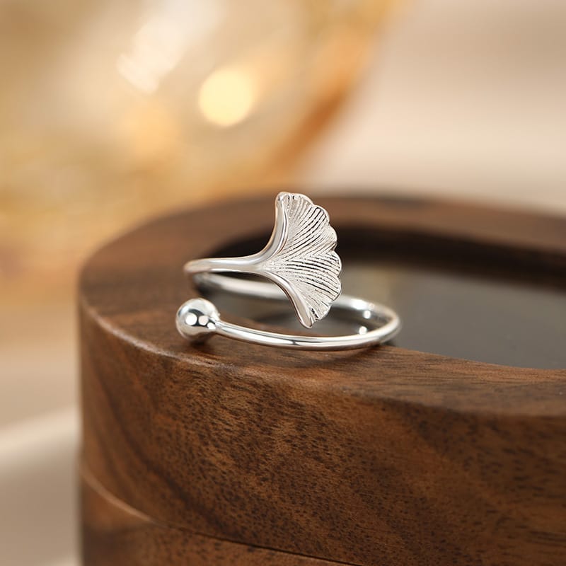 S999 Silver Ginkgo Ring Unique Design Cold Style Niche Design Fresh Elegant Bracelet