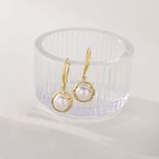 Natural Freshwater Pearl Earrings Circle Classic Zircon Pearl Ear Hook Elegant Light Luxury Niche Earrings New Women