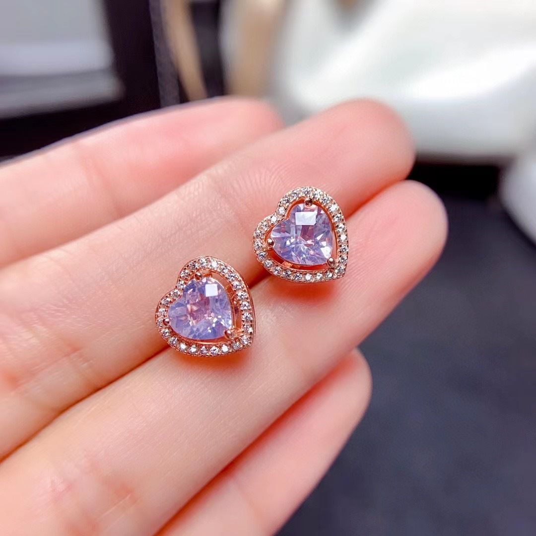 New lavender amethyst earrings 925 silver inlaid wholesale factory good work manufacturing ladies earrings