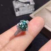 1 karat green diamond female ring GRA certificate black card waist size 925 silver plated platinum one-piece delivery