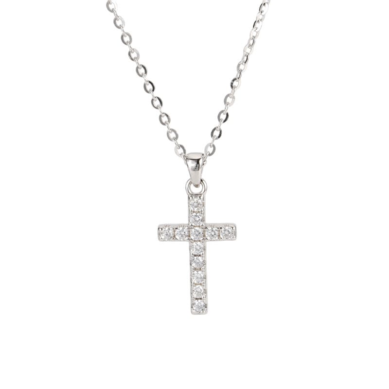 S925 sterling silver with zircon cross design necklace 