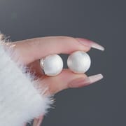 Po S999 Silver Round Drawing Earrings Extremely Simple Style Niche Geometry Advanced Temperament Design Sense Earrings