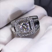 Cross-border explosions wish hot luxury temperament men's diamond ring micro-inlaid zircon ring jewelry for men and women