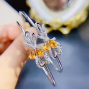 New arrival natural yellow crystal stone bracelet 925 silver inlaid fire color good live TikTok supply wholesale
