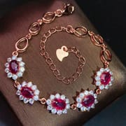 Tiktok supplies girls ruby bracelet 925 silver Ruby with extended chain adjustable one-piece delivery