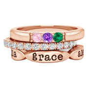 European and American cross-border hot selling Mother's Day 12-color birthday stone three-piece combination stacked ring lettering personalized fashion jewelry