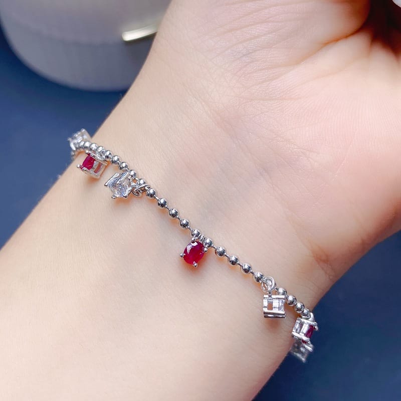 Natural pinky tourmaline bracelet luxury exquisite women's 925 silver inlaid pink tourmaline beautiful colorful treasure 