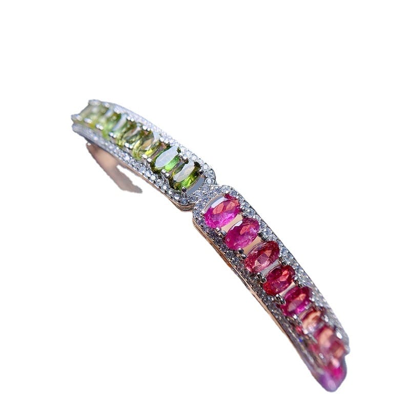 New on new 925 silver natural tourmaline bracelet gift wholesale
