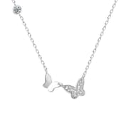 Aobao S999 pure silver light luxury butterfly necklace Mori gentle zircon clavicle chain gift for girlfriend New
