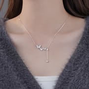 S999 Silver Butterfly Tassel Necklace Light Luxury Sweet Niche Design Elegant All-match Sweater Chain for Hair
