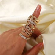 Ins style high-end feeling female national style ring does not fade zircon ring opening retro ring ring wholesale