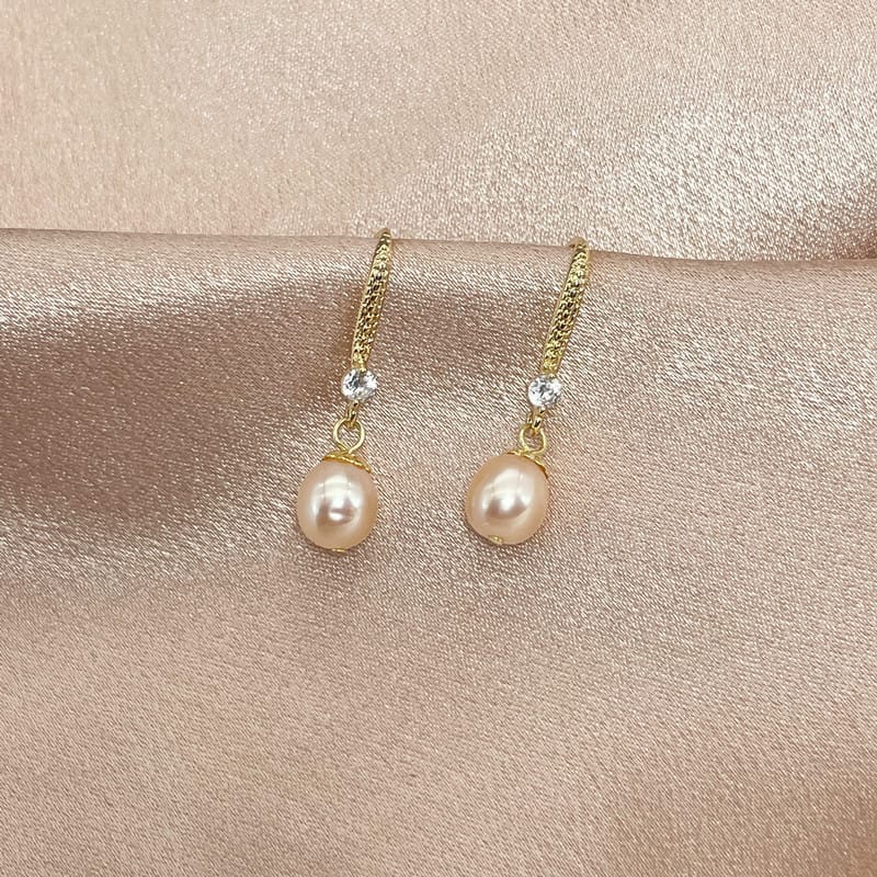 Advanced Sense Water Drop Pearl Earrings Retro Micro-inlaid Zircon Ear Hook Niche Elegant Earrings Women's Internet Celebrity Earrings