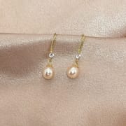 Advanced Sense Water Drop Pearl Earrings Retro Micro-inlaid Zircon Ear Hook Niche Elegant Earrings Women's Internet Celebrity Earrings
