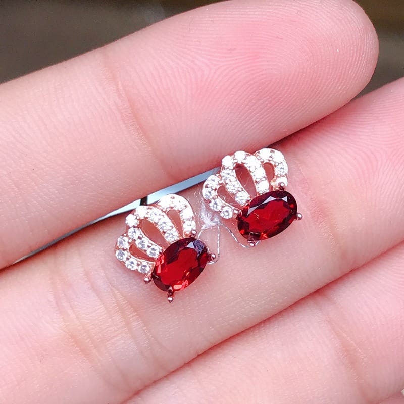 New low price 925 silver detection mall Garnet ladies earrings