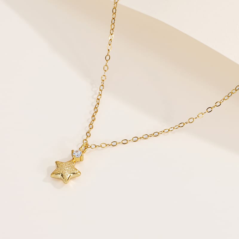 European and American Cross-border Flash Zirconium Brushed Star Necklace Female S925 Sterling Silver Niche Simple Design Clavicle Chain