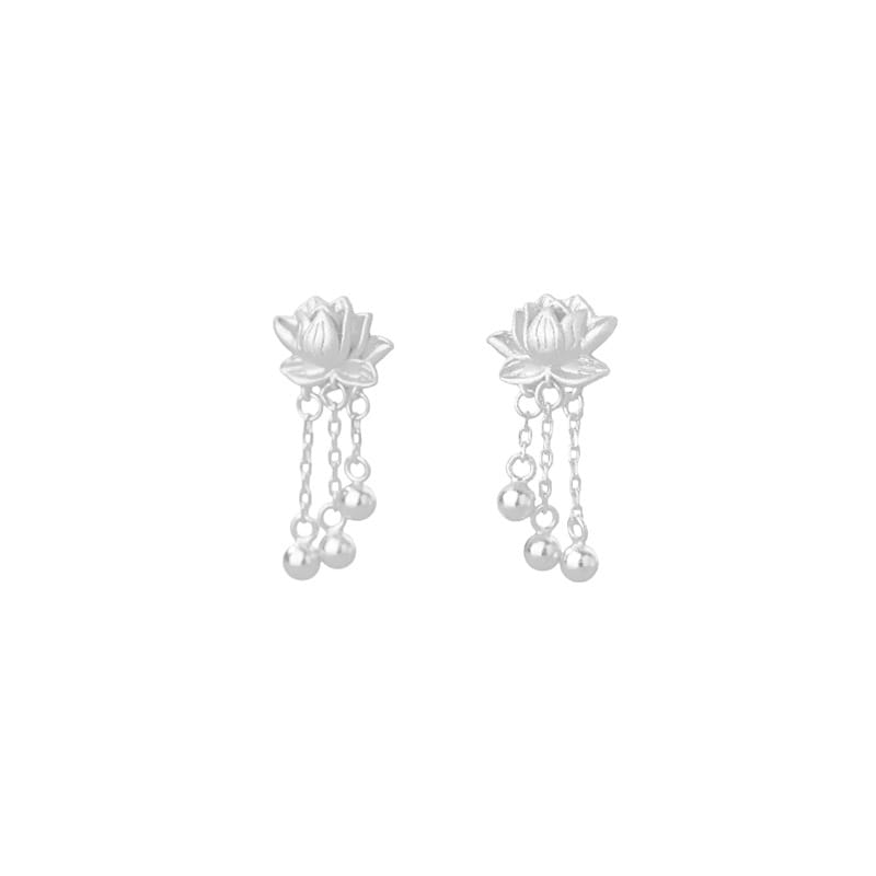 Po S999 Foot Silver New Lotus Tassel Necklace Women's Retro Chinese Style Lotus Pendant Hair Elegant