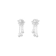 Po S999 Foot Silver New Lotus Tassel Necklace Women's Retro Chinese Style Lotus Pendant Hair Elegant