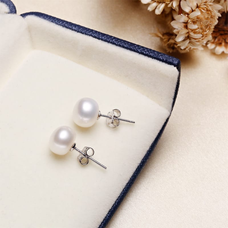 Pearl earrings s925 silver ear pin simple all-match exquisite small freshwater pearl earrings for women