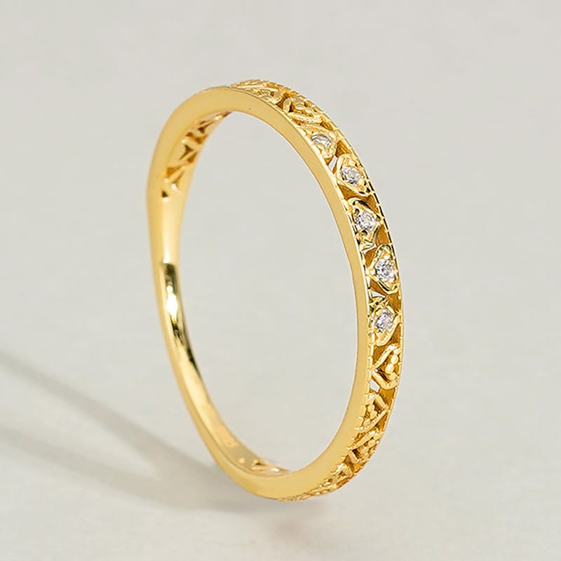 Sterling Silver 925 Hollow Pattern Ring European and American Personality Micro-inlaid Flash Zirconium High-end Stacked Tail Ring