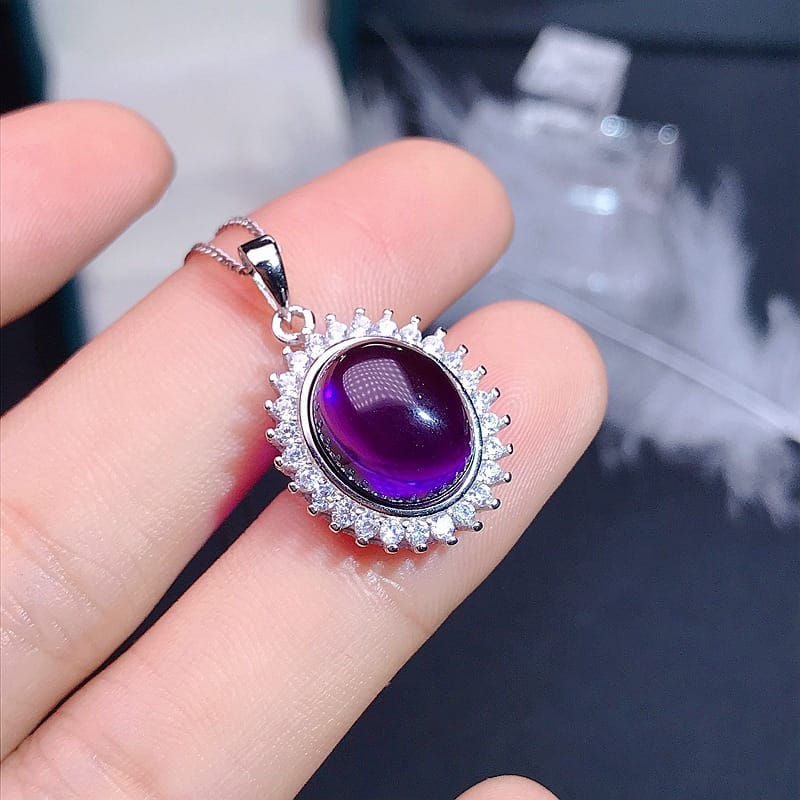 Amethyst pendant 925 sterling silver inlaid plating 18K gold ladies purple pendant manufacturers wholesale primary supply