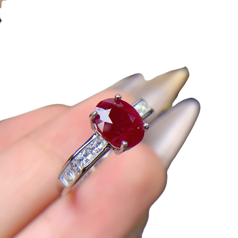 Old burn natural ruby 6*8mm ring live 925 silver fashion female ring trembles live supply batch