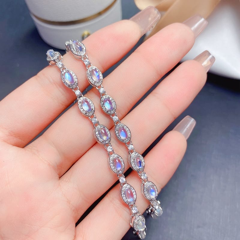 New arrival natural Moonstone bracelet 925 silver inlaid gift wholesale