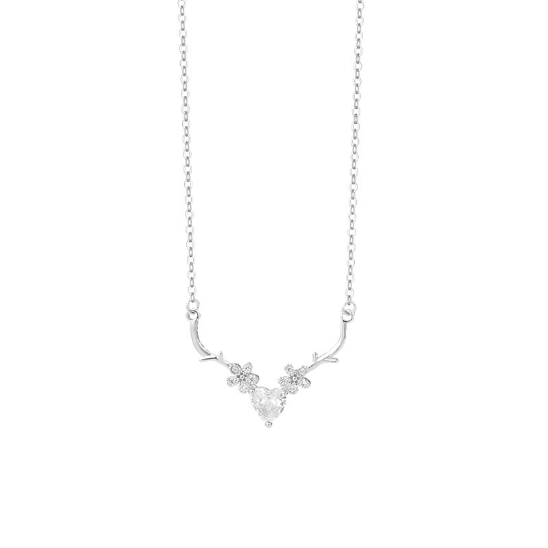 Po S999 Silver Creative Antler Necklace Women's Light Luxury Niche Birthday Gift Girlfriend Gift Necklace