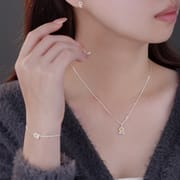 Original Po S999 Silver Sunflower suit Jewelry Fresh Artistic Gentle Send Girlfriend Clavicle Chain