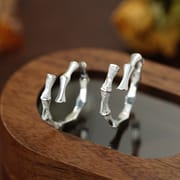 Original Po S999 Foot Silver New Chinese Style Bamboo Accompanied by Couple's Artistic National Style Retro Ring