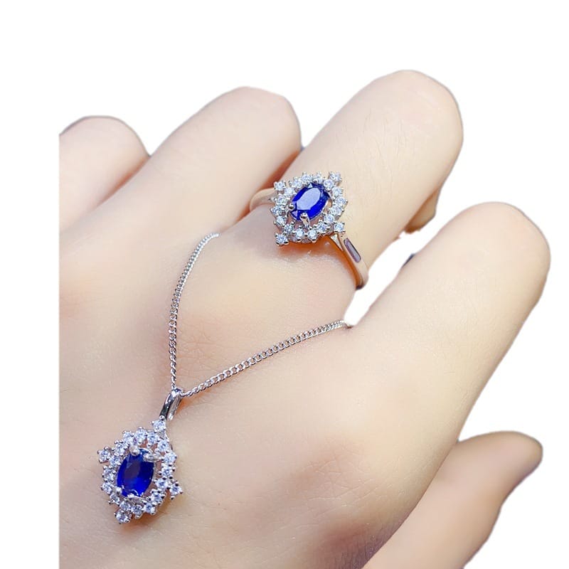 Fashion DIY bare stone natural yellow sapphire 925 silver 4 * 6mm sapphire ring TikTok fast hand live wholesale