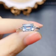 Factory wholesale explosions natural aquamarine ring S925 silver inlaid main stone 5*7 selling Europe and the United States a generation of hair