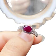 Factory wholesale explosions natural ruby ring S925 silver inlaid with the main stone 5*7 selling Europe and the United States a generation of hair