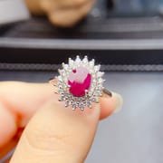 Factory wholesale explosions natural ruby ring S925 silver inlaid with the main stone 6*8 selling Europe and the United States a generation of hair