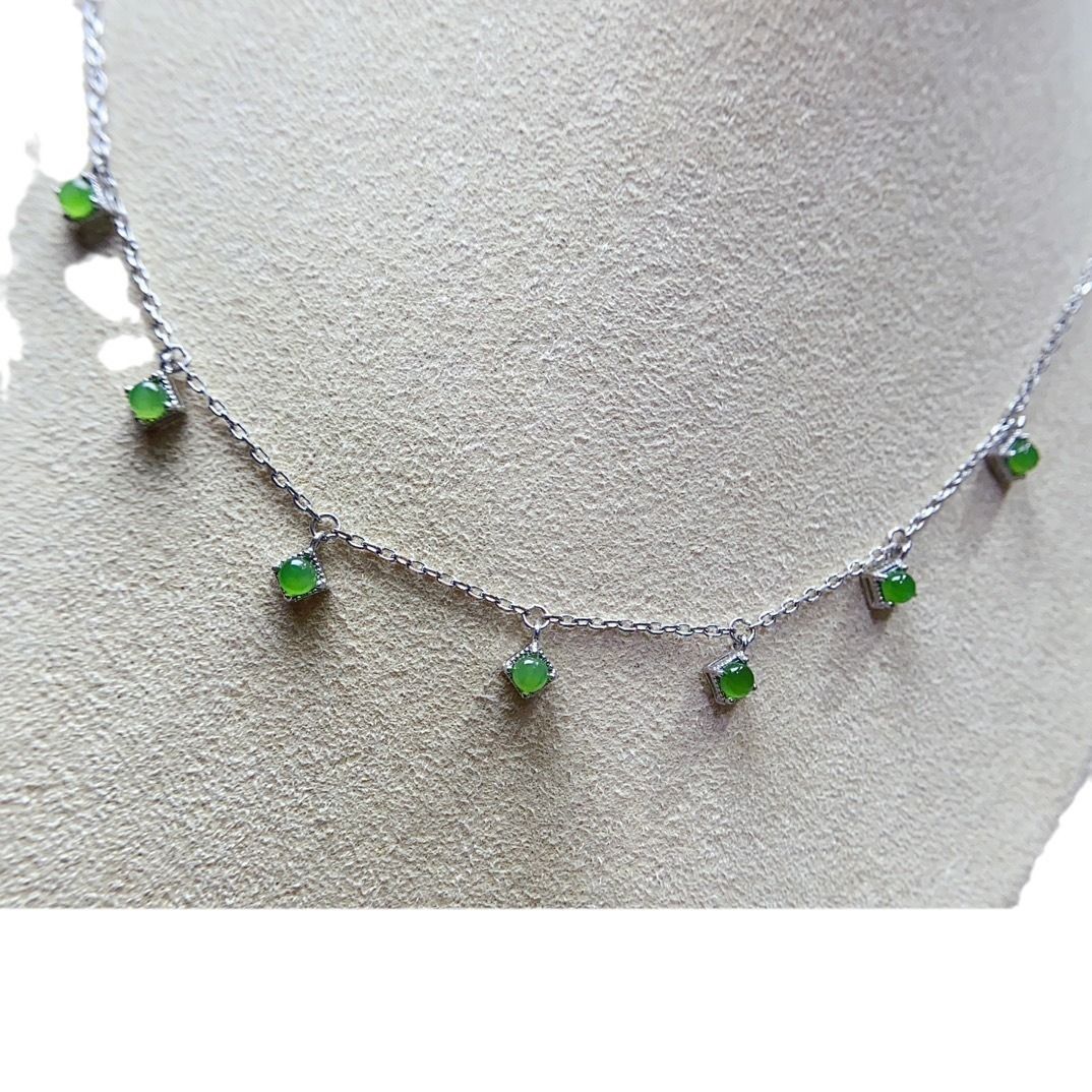 Factory wholesale explosions natural jasper necklace S925 silver inlaid main stone 4*4 selling Europe and the United States a generation