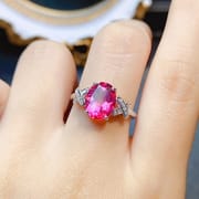 Factory wholesale explosions natural powder Topaz ring S925 silver inlaid with the main stone 8*10 selling Europe and the United States a piece