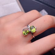 Natural olivine 925 silver inlaid natural olivine ring support identification one-piece delivery