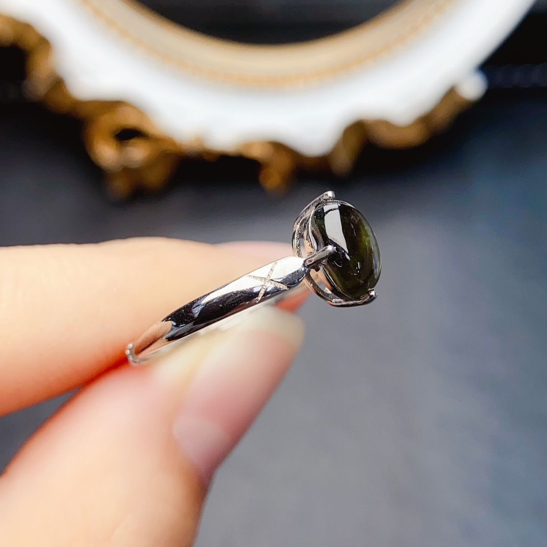 工厂批发爆款天然星光蓝宝石戒指S925银镶嵌主石8*10热销欧美一件