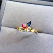 Factory wholesale explosions natural ruby ring S925 silver inlaid with the main stone 3*5 selling Europe and the United States a generation of hair
