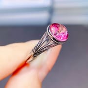 Factory wholesale explosions natural powder Topaz ring S925 silver inlaid with the main stone 8*10 selling Europe and the United States a piece