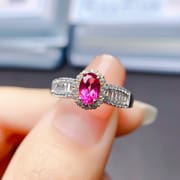 Factory wholesale explosions natural powder Topaz ring S925 silver inlaid main stone 4*6 selling Europe and the United States a piece