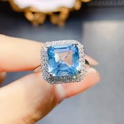 Factory wholesale explosions natural Topaz ring S925 silver inlaid main stone 10*10 selling Europe and the United States a generation