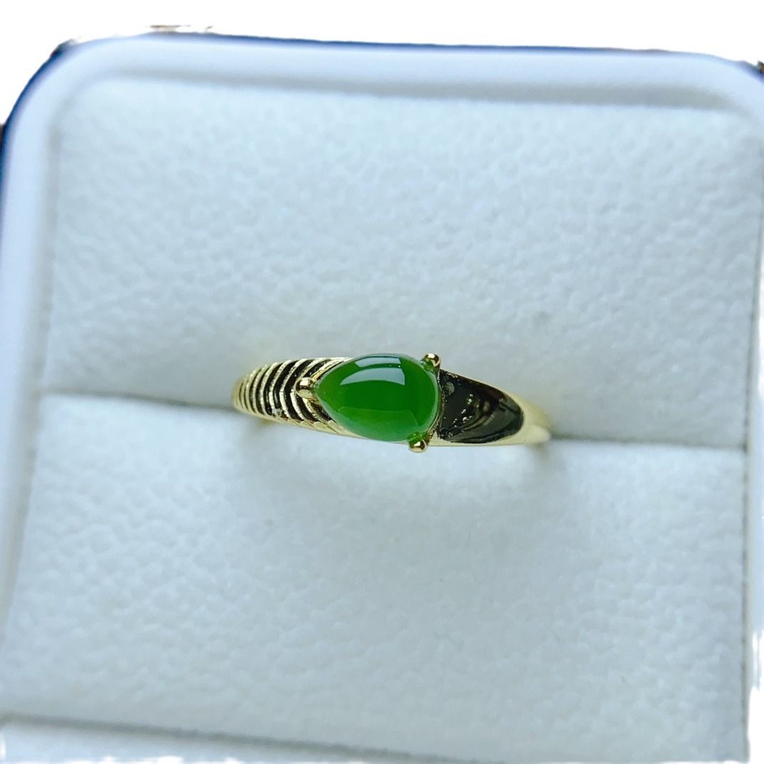 Factory wholesale explosions natural jasper ring S925 silver inlaid main stone 5*7 selling Europe and the United States a generation