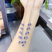Factory wholesale explosions natural sapphire necklace S925 silver inlaid main stone 3*4 selling Europe and the United States a generation of hair