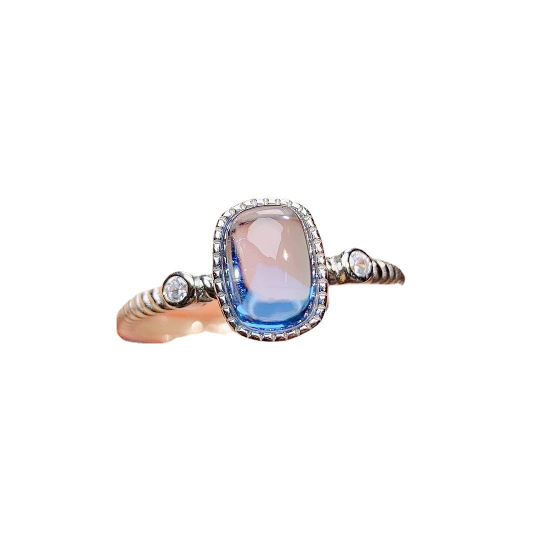 Factory wholesale explosions natural Topaz ring S925 silver inlaid main stone 5*7 selling Europe and the United States a generation of hair