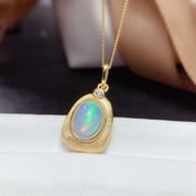 Fashion natural opal pendant 7*9mm ladies pendant simple fashion Opal bare stone 925 silver live wholesale