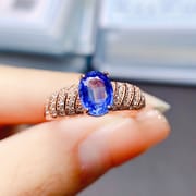 Factory wholesale explosions natural sapphire ring S925 silver inlaid with the main stone 6*8 selling Europe and the United States a generation of hair