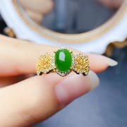 Factory wholesale explosions natural jasper ring S925 silver inlaid main stone 6*8 selling Europe and the United States a generation